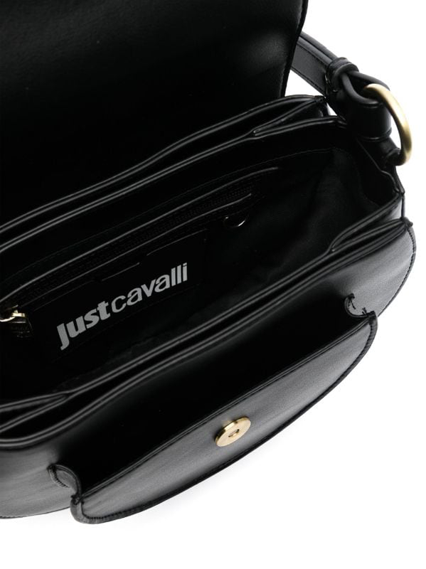 Just cavalli circular round logo shoulder bag - black-null