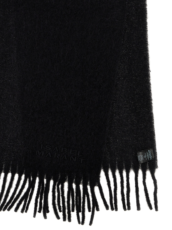 Black alpaca leather scarf-null
