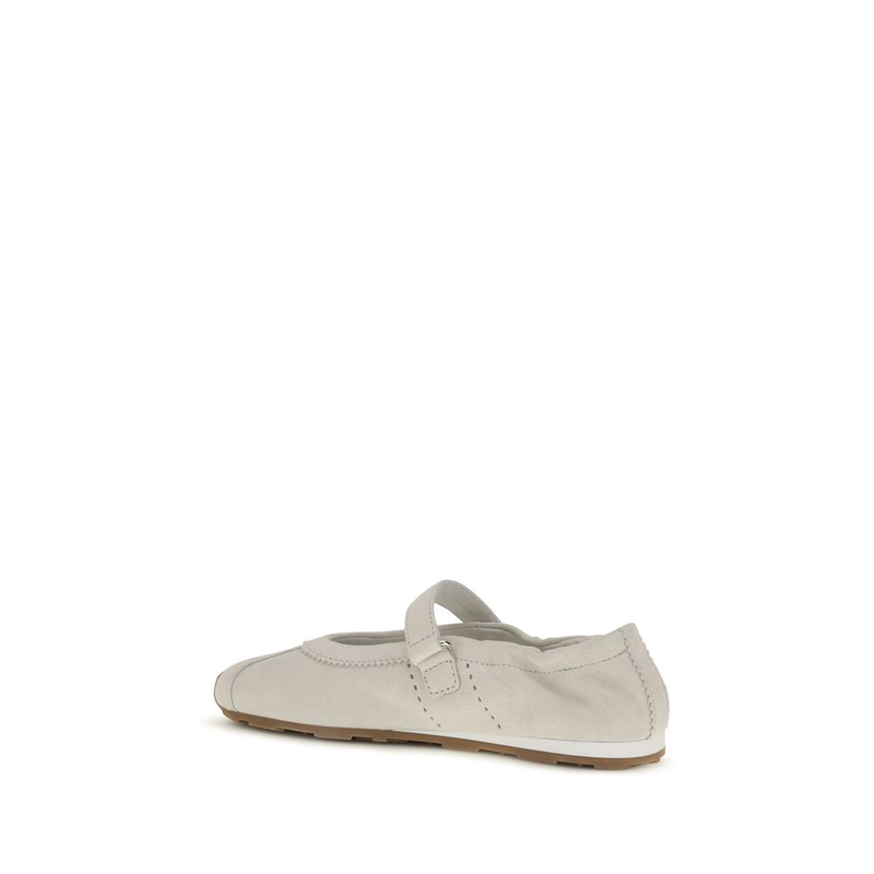 White calf leather bos taurus ballet flats-null