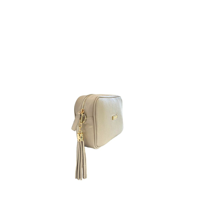 Beige cowhide leather women crossbody bag-null