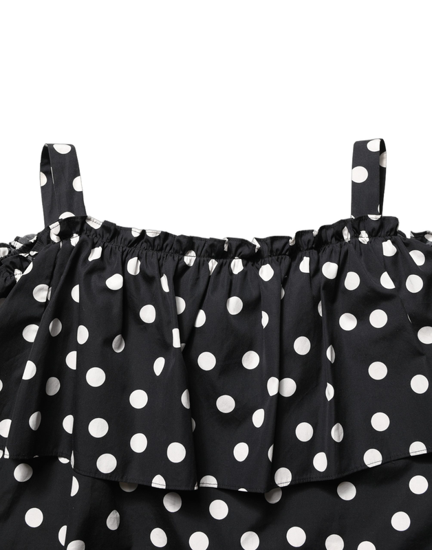 Black white polka dot off shoulder top-null