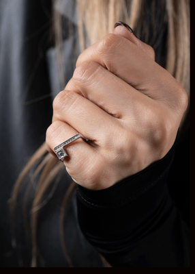 Cupid x silver ring, White Zircon-sterling Silver 925, medium