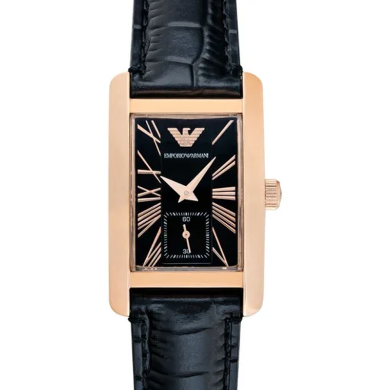 Emporio armani classic black dial black leather strap unisex watch ar0169-null