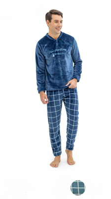 Men pajama velvet fleece #j2075, Petrol, medium