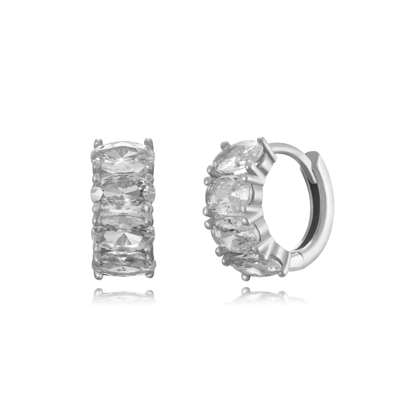 Oval zircon hoops-null