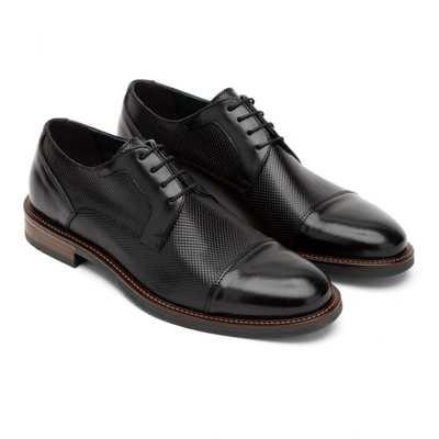 Derby leather shoes, Black, medium