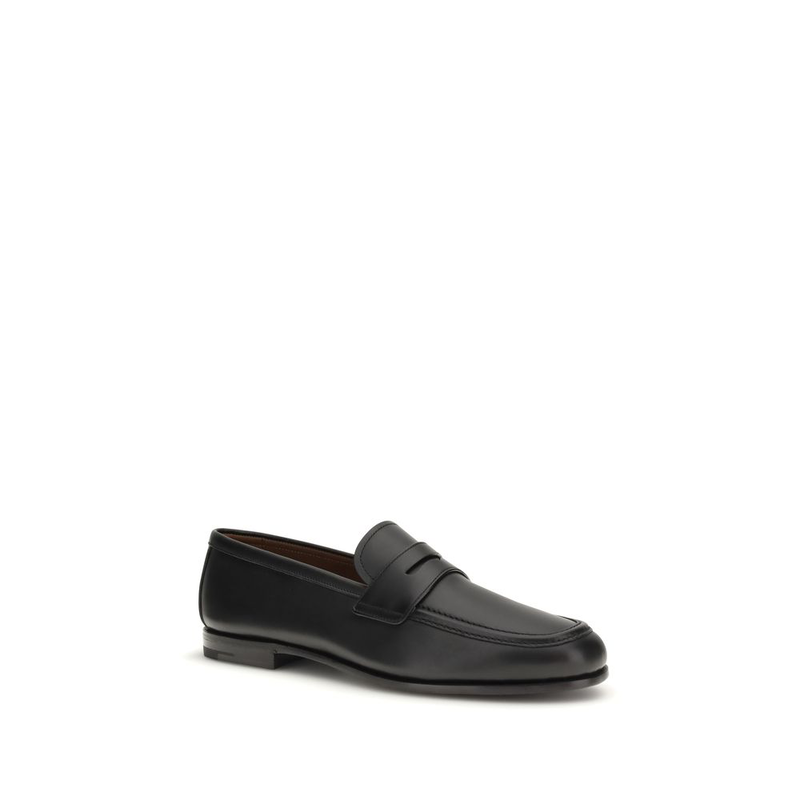 Black calf leather bos taurus slip-on loafers-null