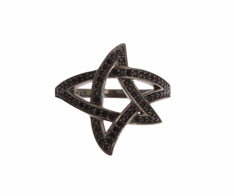 Black cz rhodium 925 silver womens ring-null