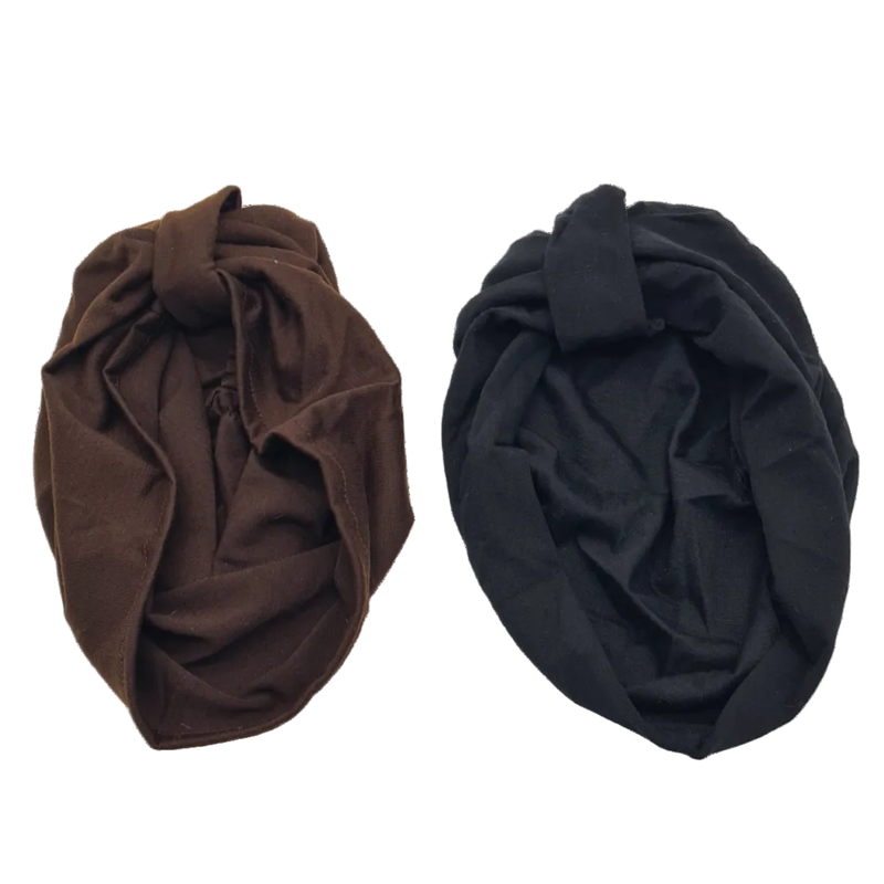Migant soft knotted turban headbands &ndash; brown & black-null