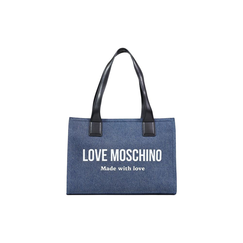 Blue cotton handbag-null