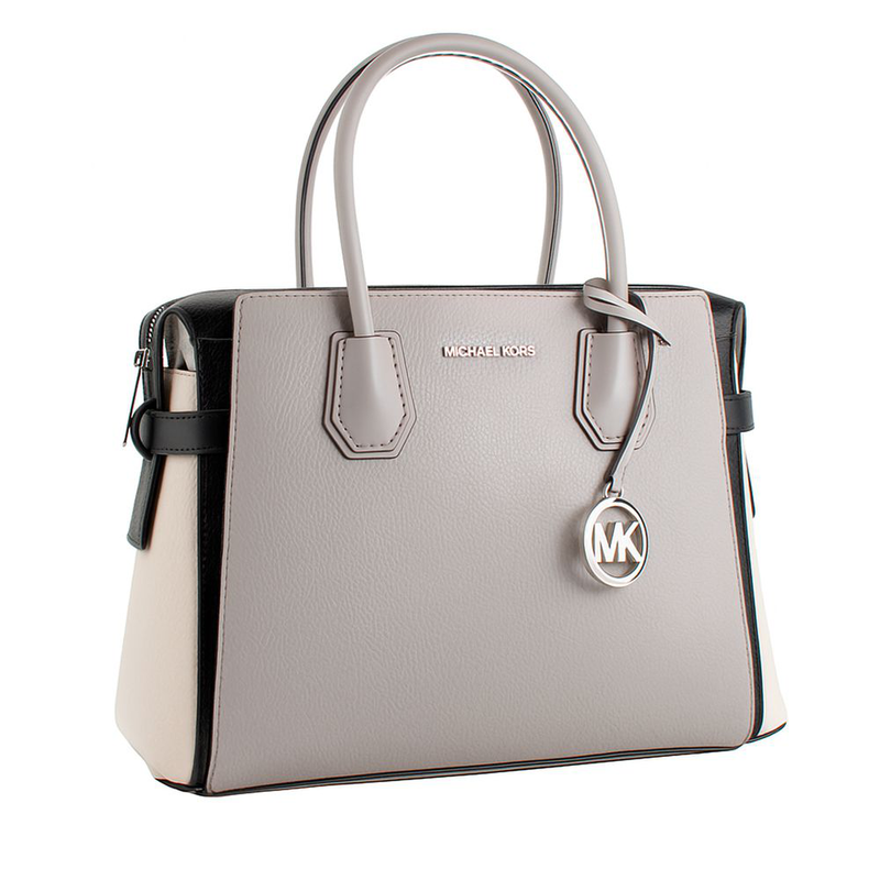 Gray leather handbag-null