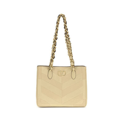 Gold napa leather / calf bos taurus shoulder bag, Gold, medium