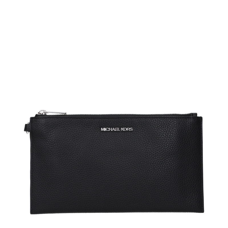 Black leather clutch bag-null