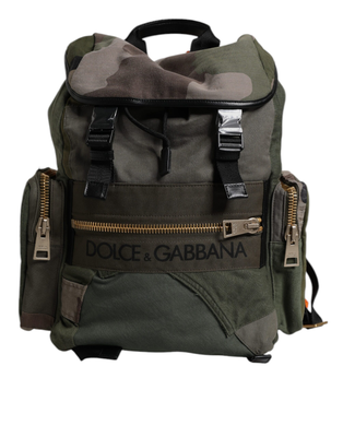 Military green patchwork travel backpack bag, Green, medium