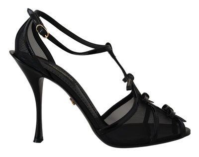 Black stiletto high heels sandals shoes, Black, medium