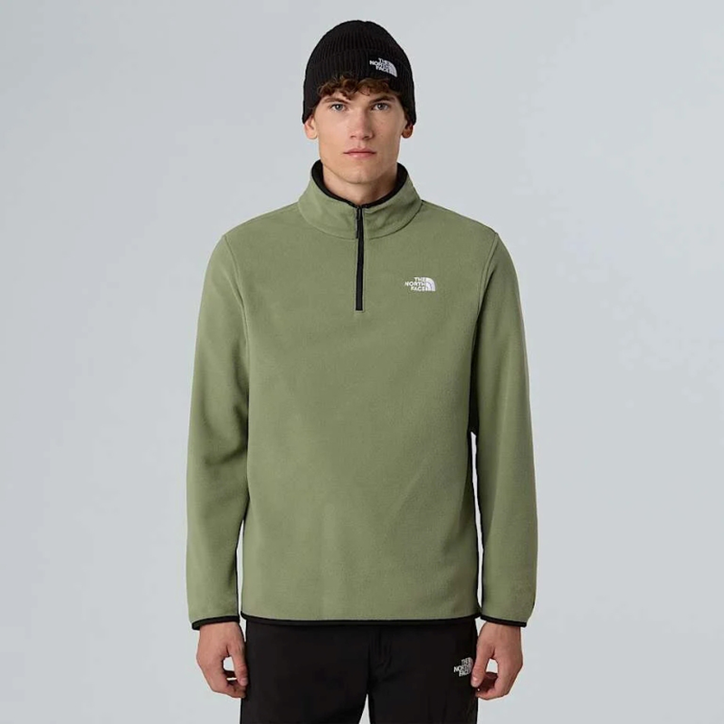 The north face m glcr flc 1/4 zip jkt bark mist, medium-null