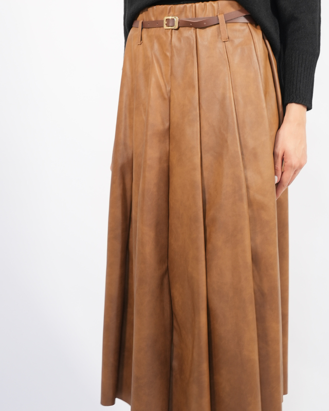 Maxi leather skirt with belt 7713-null