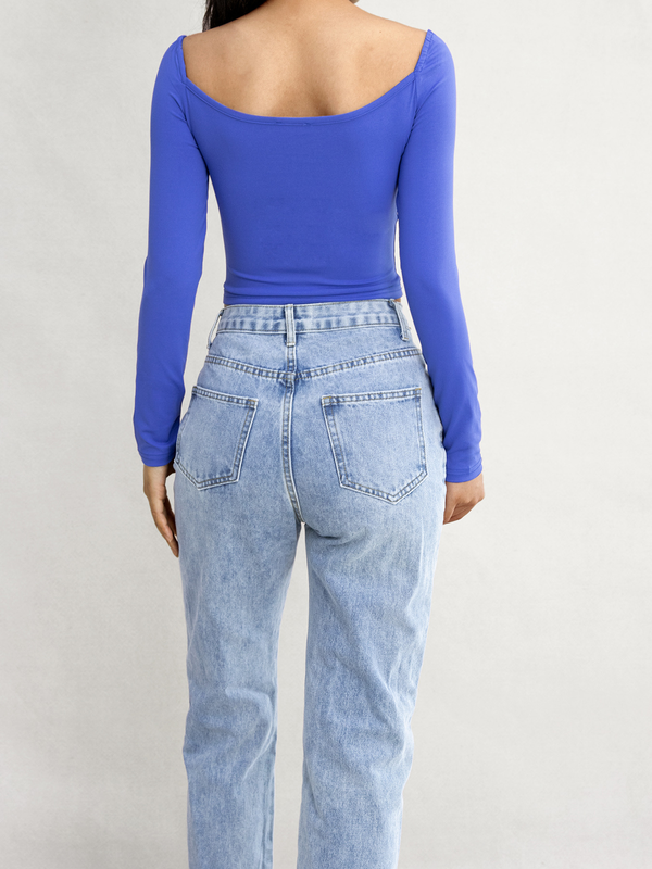 Crossed neckline top - royal blue-null