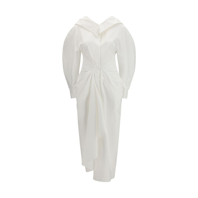 White cotton casual dress, White, medium