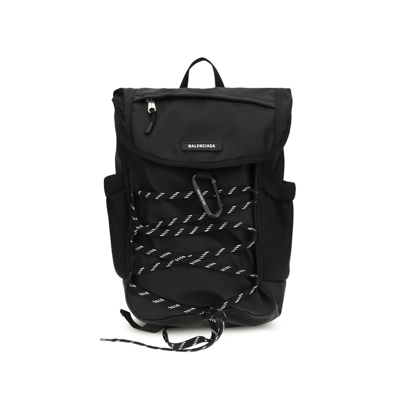 Black nylon backpack-null