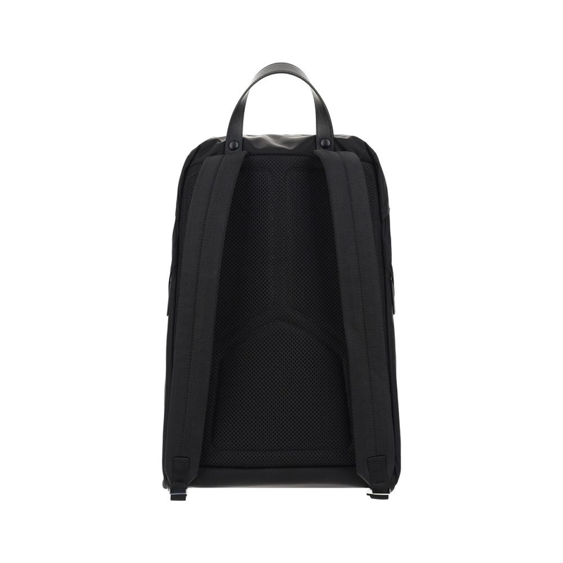 Black nylon backpack-null