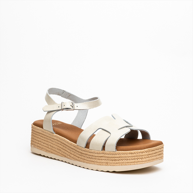Product image: Nazeli premium ankle strap cut-out espadrilles wedge low sandals-null