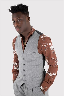 Wool textured vest, Grey, medium