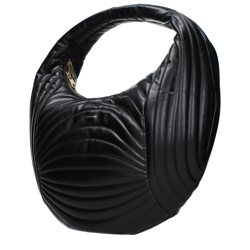 Black leather handbag-null