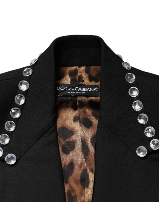 Black crystal double breasted blazer jacket-null
