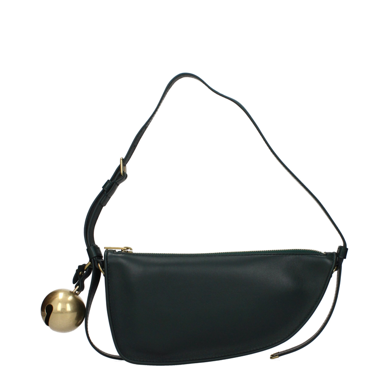 Green leather shoulder bag-null