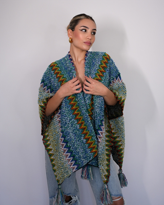 Knitted cape ab-1, Green, medium