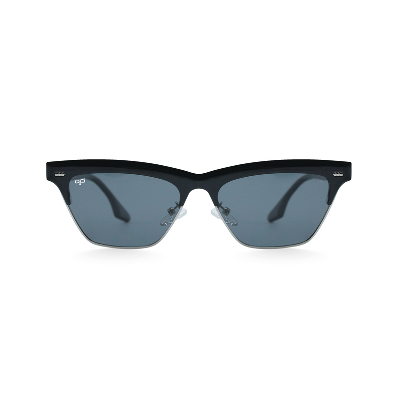 OJO sunglasses trend shine black frame and temples with grey polarised lenses rx image number null