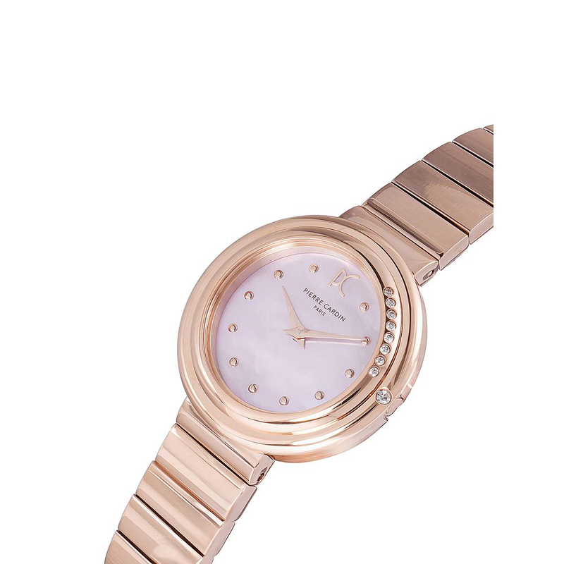 Gold stainless steel dress watch-null