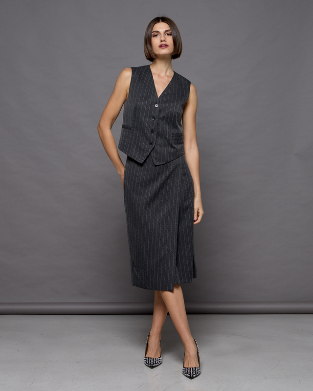 Midi wrap skirt striped image number null