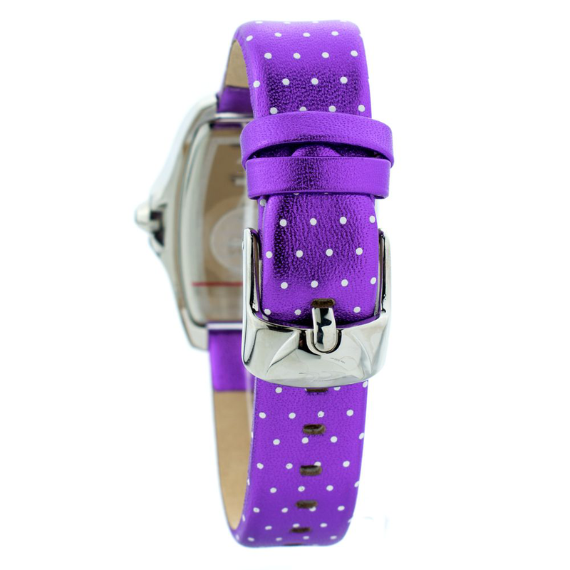 Purple leather dress watch-null