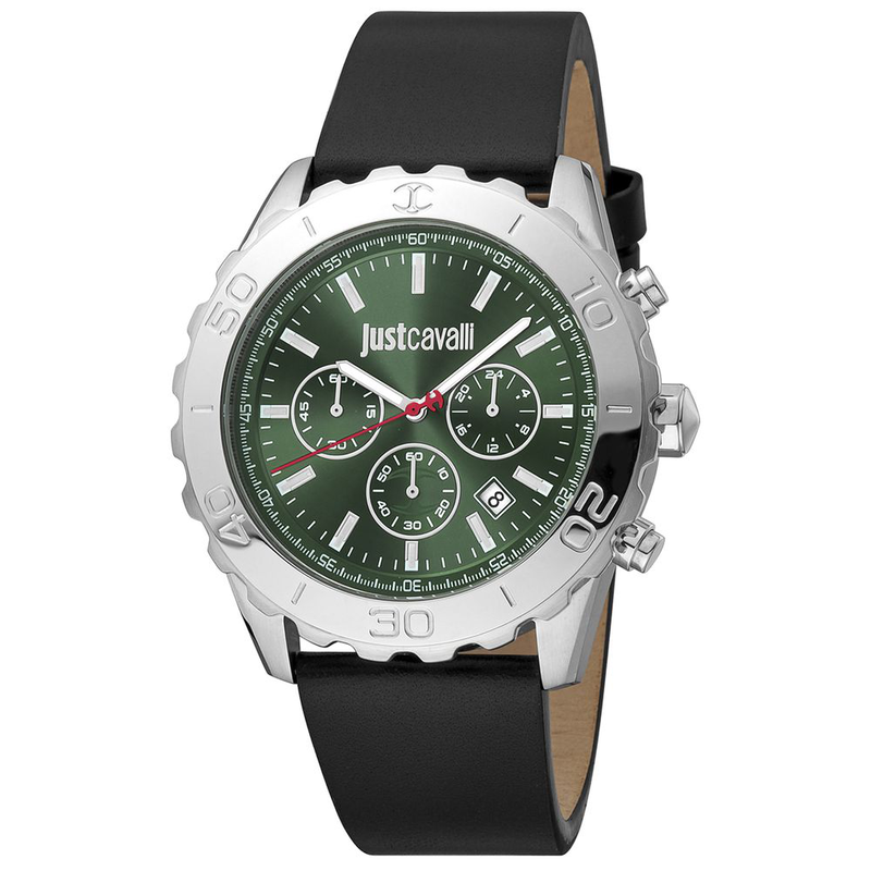 Black leather bracelet watch-null