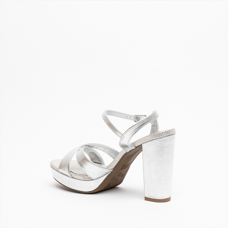 Via marte metallic cross strap high block heel sandals with front platform-null