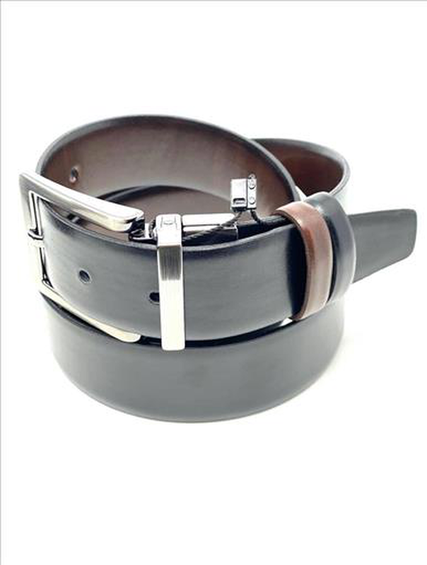 Reversible leather belt with contrast colour image number null
