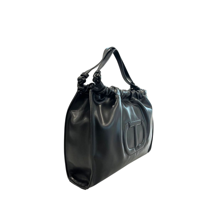Black pu women shoulder bag-null