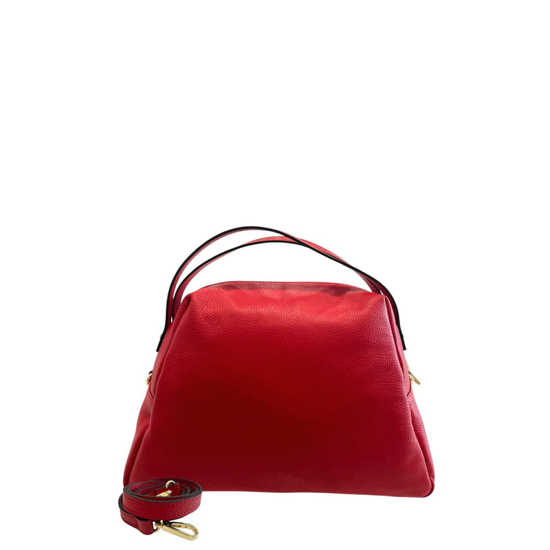 Red leather women shoulder bag-null