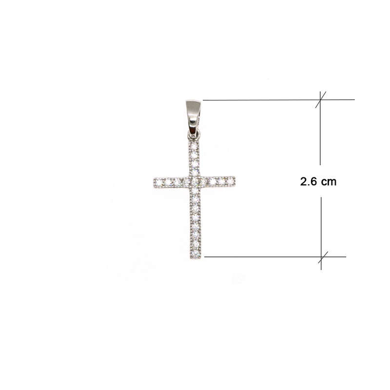 Product image: 18ct white gold cross with zircons - 40 cm-null