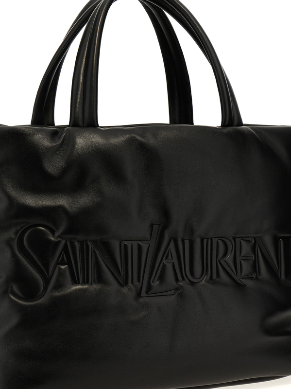 Black lamb leather tote bag-null