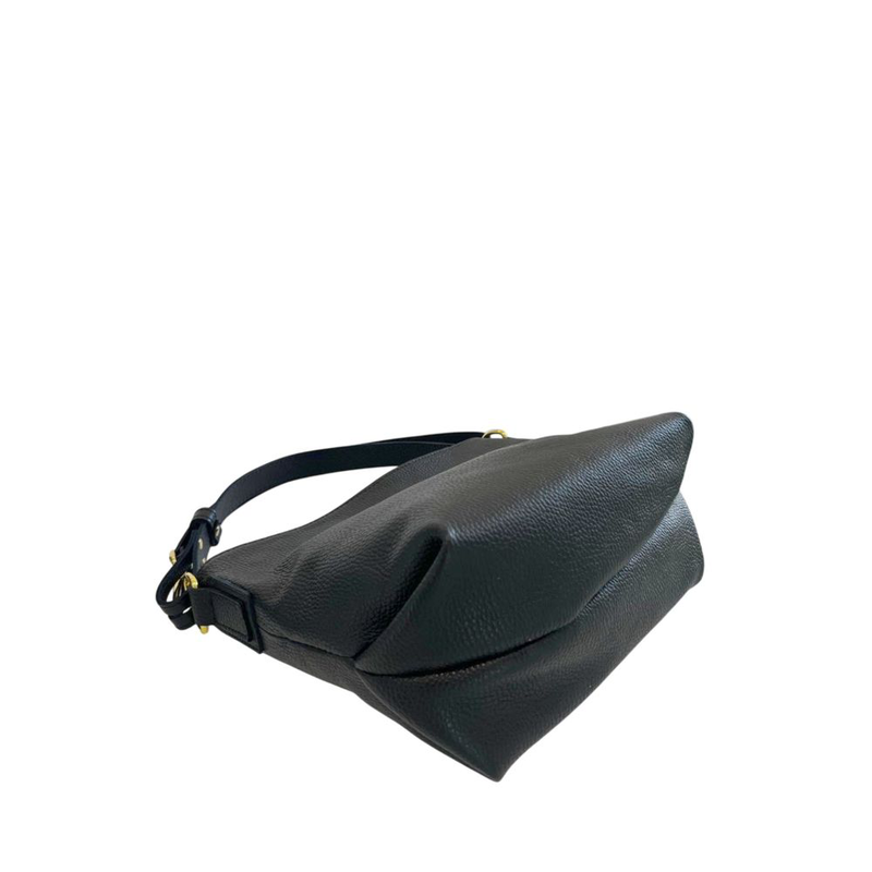 Black leather women shoulder bag-null