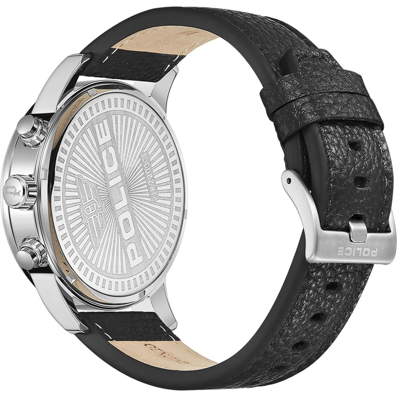 Black leather bracelet watch-null