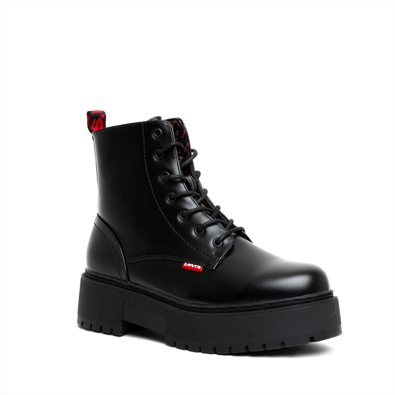 Levis lace up girls boots with red detailed logo-null