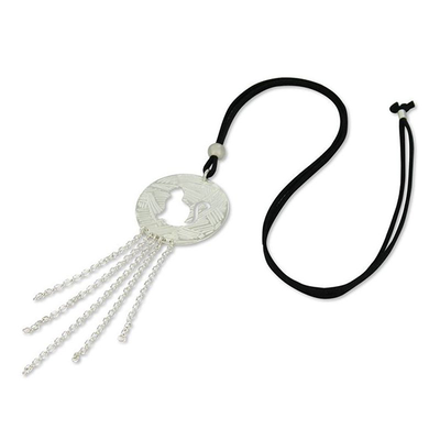 Wool cat silver pendant, , medium