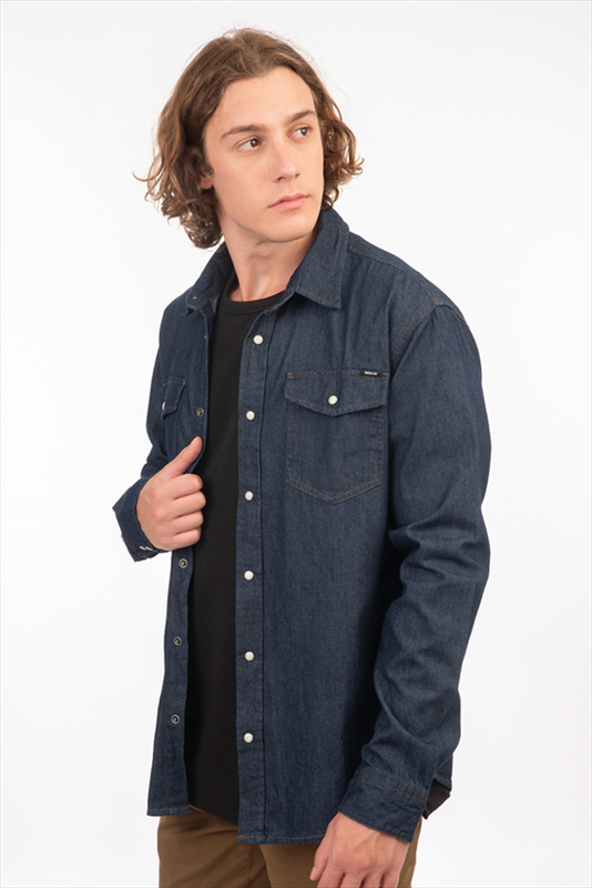 Safari denim shirt with pockets-null