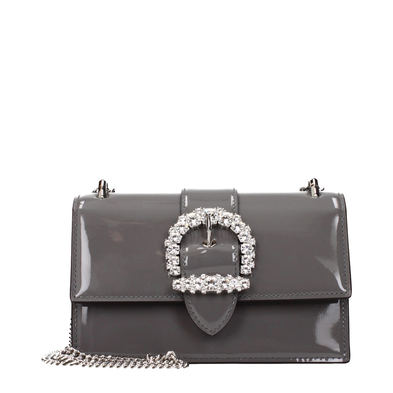 Gray leather shoulder bag-null