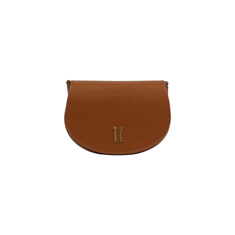 Brown leather handbag-null