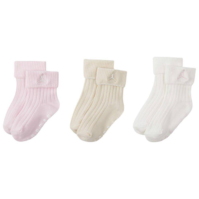 Nike jordan baby essentials 3pk ribbed grippers, Pink, medium